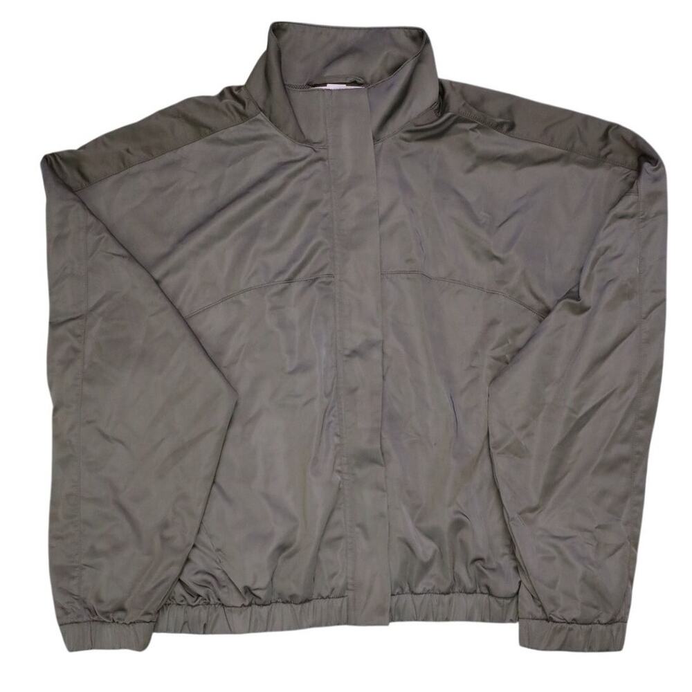 Victoria's Secret Windbreaker Crop Jacket Women XL Green VSX Lux Glossy Full Zip